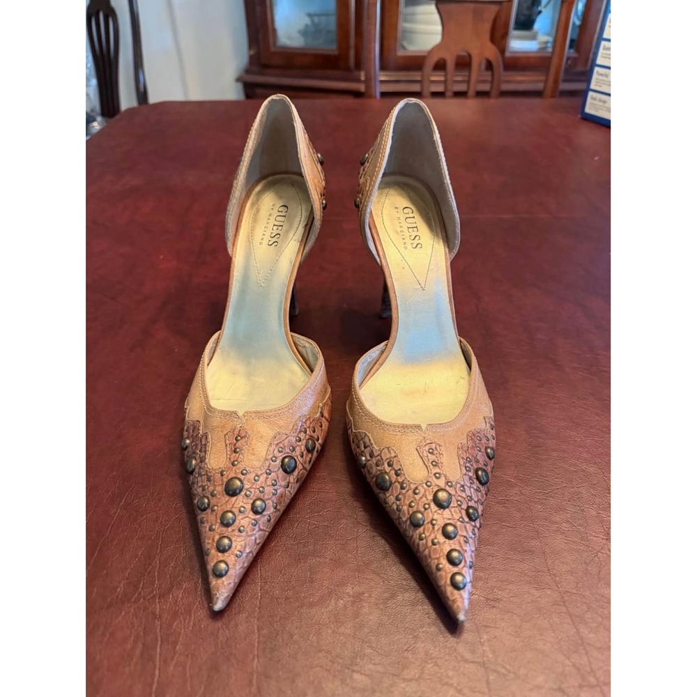 Vintage Y2K Guess by Marciano Heels Sz 10 Studded D'Orsay Pointed Toe Stiletto